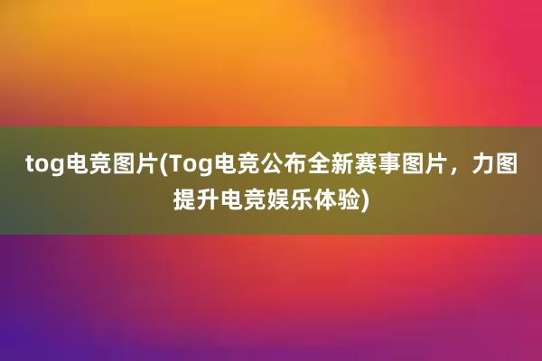 tog电竞图片(Tog电竞公布全新赛事图片，力图提升电竞娱乐体验)