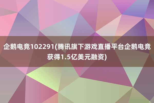 企鹅电竞102291(腾讯旗下游戏直播平台企鹅电竞获得1.5亿美元融资)