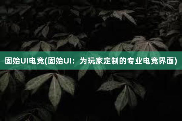 固始UI电竞(固始UI：为玩家定制的专业电竞界面)