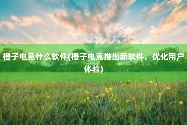 橙子电竞什么软件(橙子电竞推出新软件，优化用户体验)