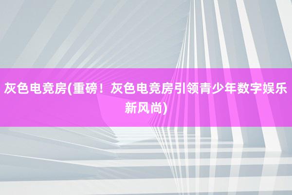 灰色电竞房(重磅！灰色电竞房引领青少年数字娱乐新风尚)