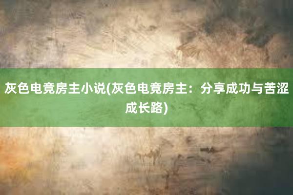 灰色电竞房主小说(灰色电竞房主：分享成功与苦涩成长路)