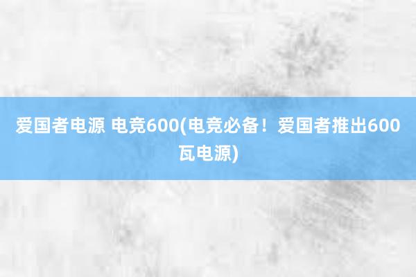 爱国者电源 电竞600(电竞必备！爱国者推出600瓦电源)