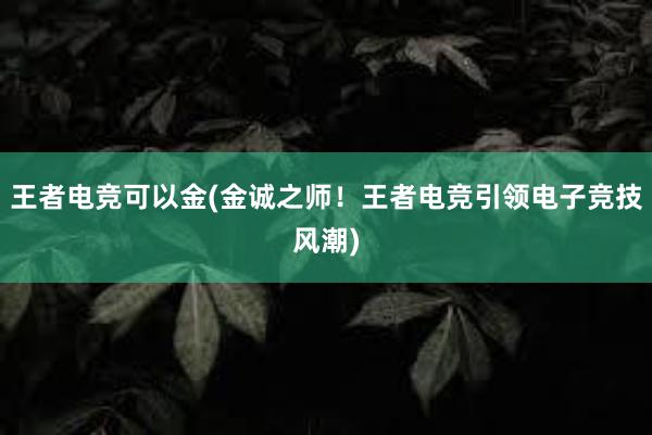 王者电竞可以金(金诚之师！王者电竞引领电子竞技风潮)