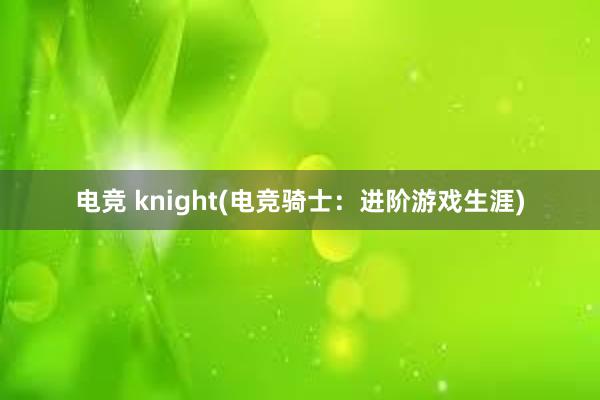 电竞 knight(电竞骑士：进阶游戏生涯)