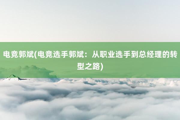 电竞郭斌(电竞选手郭斌：从职业选手到总经理的转型之路)