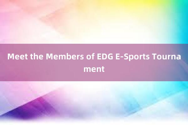 Meet the Members of EDG E-Sports Tournament