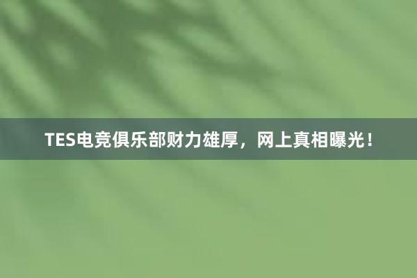 TES电竞俱乐部财力雄厚，网上真相曝光！