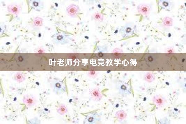 叶老师分享电竞教学心得