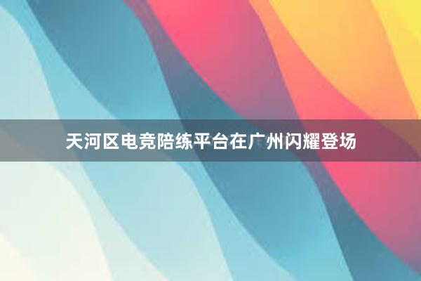 天河区电竞陪练平台在广州闪耀登场