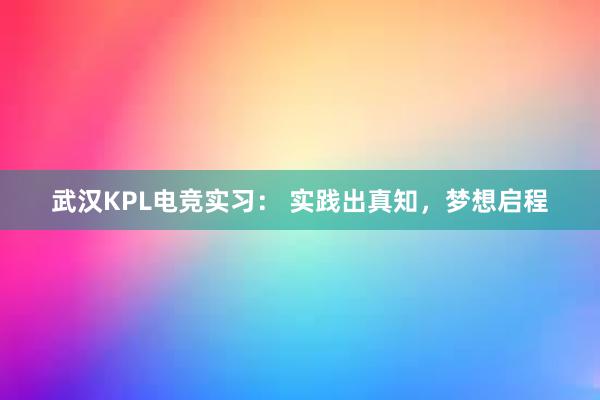 武汉KPL电竞实习： 实践出真知，梦想启程