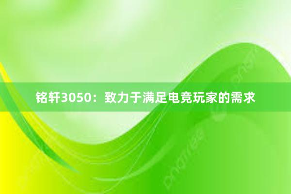 铭轩3050：致力于满足电竞玩家的需求